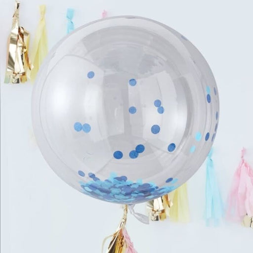 Konfettiballon mit blauen Konfetti - pilzessono.shop - zauberhafte Kinderdinge