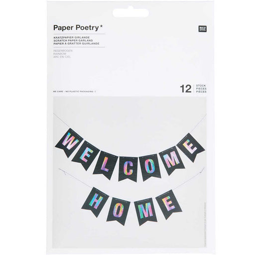 Kratzpapier-Girlande "WELCOME HOME" - pilzessono.shop - zauberhafte Kinderdinge