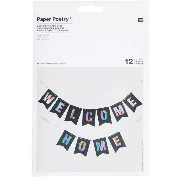 Kratzpapier-Girlande "WELCOME HOME" - pilzessono.shop - zauberhafte Kinderdinge