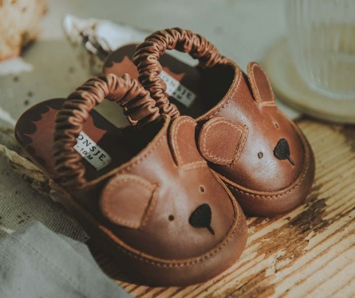 Lederslipper Vallie Bear - cognac classic - pilzessono.shop - zauberhafte Kinderdinge