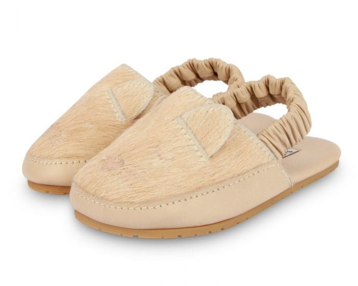 Lederslipper Vallie Cat - cream cow hair - pilzessono.shop - zauberhafte Kinderdinge