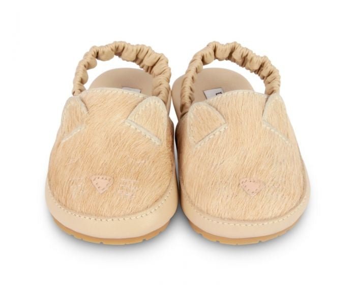 Lederslipper Vallie Cat - cream cow hair - pilzessono.shop - zauberhafte Kinderdinge