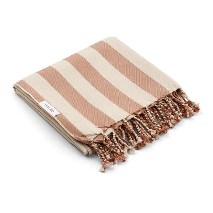Mona beach towel Y/D stripes Tuscany rose / Creme de la creme - pilzessono.shop - zauberhafte Kinderdinge
