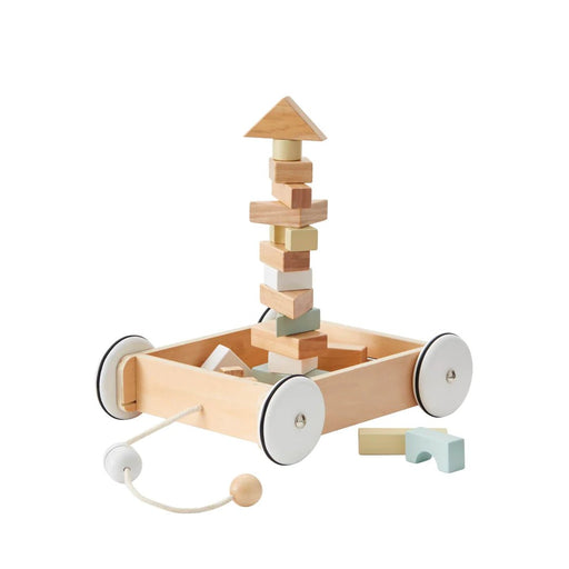 Nachziehwagen mit Holzklötzen von Kids Concept - pilzessono.shop - zauberhafte Kinderdinge