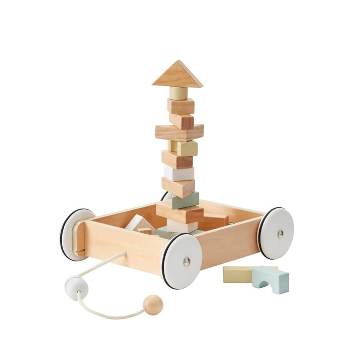 Nachziehwagen mit Holzklötzen von Kids Concept - pilzessono.shop - zauberhafte Kinderdinge