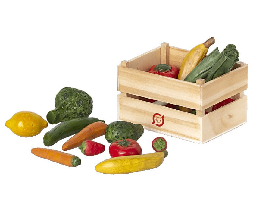 ⋙ Obst und Gemüse in Holzkiste von Maileg ♡ - pilzessono.shop - zauberhafte Kinderdinge