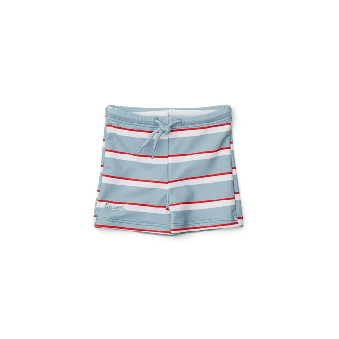 Otto Badehose mit UV-Schutz in blau/rot/creme gestreift von Liewood - pilzessono.shop - zauberhafte Kinderdinge