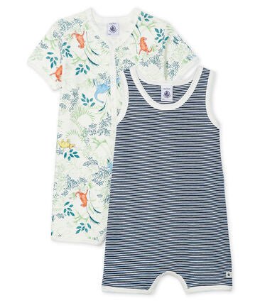 Petit Bateau Duo Baby - Kurzoveralls für Jungen aus Rippstrick - pilzessono.shop - zauberhafte Kinderdinge