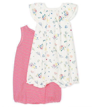 Petit Bateau Duo Baby - Kurzoveralls für Mädchen aus Rippstrick - pilzessono.shop - zauberhafte Kinderdinge