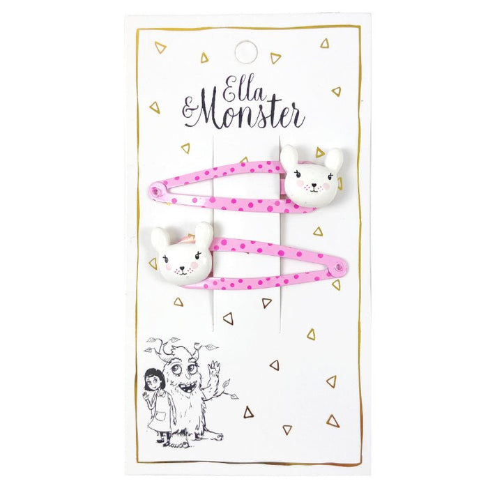 Pink Bunny Haarspangen - pilzessono.shop - zauberhafte Kinderdinge