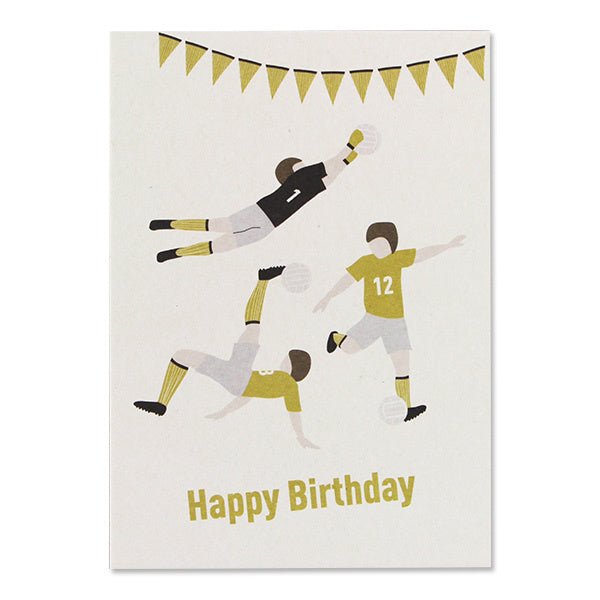 Postkarte Fußball Happy birthday - pilzessono.shop - zauberhafte Kinderdinge