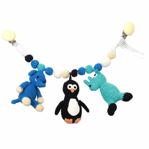 Rhino, Pinguin und Elefant - Kinderwagenkette von Nature Zoo bei Pilzessin - pilzessono.shop - zauberhafte Kinderdinge