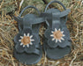 Sandale Iles Fields | Forget Me Not in Petrol Leather mit Blume - pilzessono.shop - zauberhafte Kinderdinge