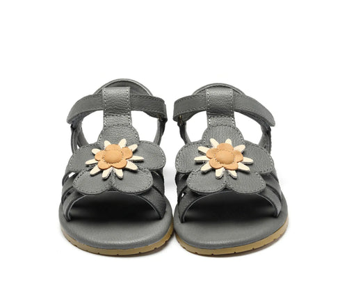 Sandale Iles Fields | Forget Me Not in Petrol Leather mit Blume - pilzessono.shop - zauberhafte Kinderdinge