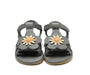 Sandale Iles Fields | Forget Me Not in Petrol Leather mit Blume - pilzessono.shop - zauberhafte Kinderdinge