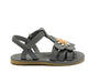 Sandale Iles Fields | Forget Me Not in Petrol Leather mit Blume - pilzessono.shop - zauberhafte Kinderdinge