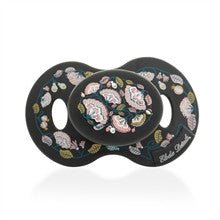 Schnuller Midnight Bells in schwarz mit rosa, gold, blau und weiß Print - pilzessono.shop - zauberhafte Kinderdinge