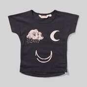 Schwarzes Shirt mit hellrosa Print - pilzessono.shop - zauberhafte Kinderdinge