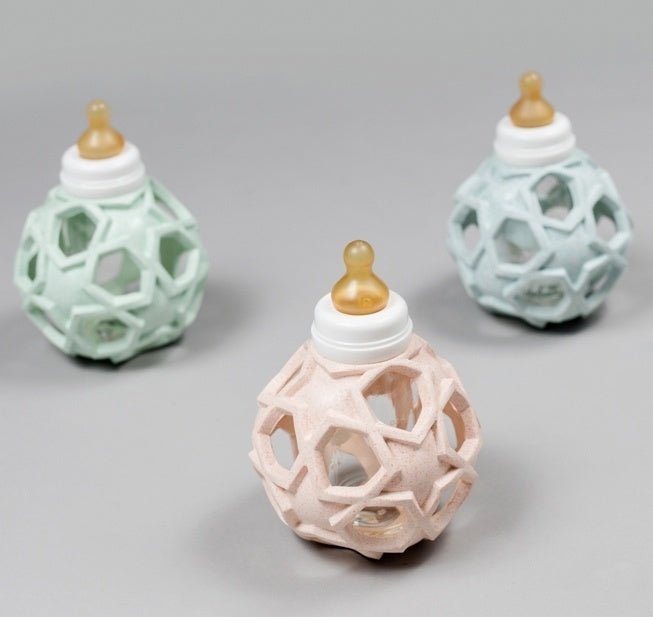 Set aus Glasfläschchen und Star Ball in rose von Hevea - pilzessono.shop - zauberhafte Kinderdinge