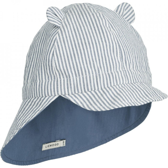 Sonnenhut wendbar in Blue wave/creme de la creme - pilzessono.shop - zauberhafte Kinderdinge