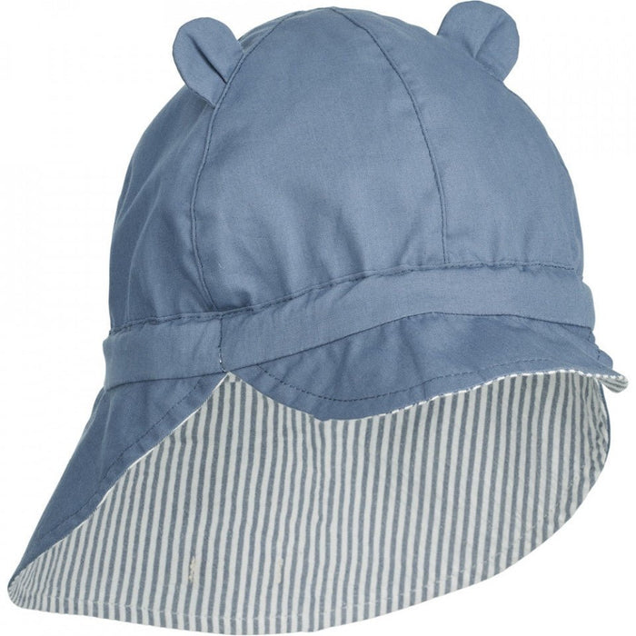 Sonnenhut wendbar in Blue wave/creme de la creme - pilzessono.shop - zauberhafte Kinderdinge