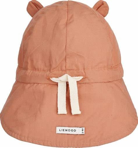 Sonnenhut wendbar in Stripe Tuscany rose / Sandy - pilzessono.shop - zauberhafte Kinderdinge
