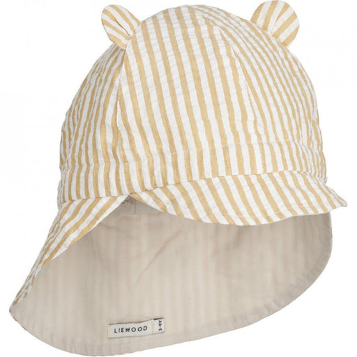 Sonnenhut wendbar in stripes Yellow mellow / Creme de la creme - pilzessono.shop - zauberhafte Kinderdinge