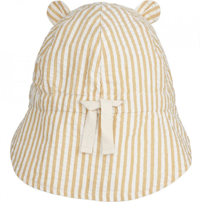 Sonnenhut wendbar in stripes Yellow mellow / Creme de la creme - pilzessono.shop - zauberhafte Kinderdinge