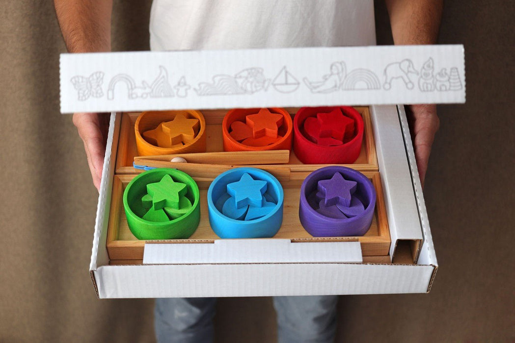 Sortierspiel Regenbogenschälchen - pilzessono.shop - zauberhafte Kinderdinge