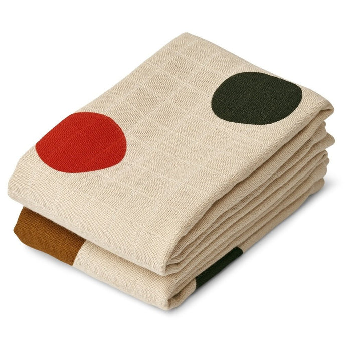 Stoffwindeln, Multi mega dots / sea shell mix Lewis muslin cloth 2-pack von Liewood ♡ - pilzessono.shop - zauberhafte Kinderdinge