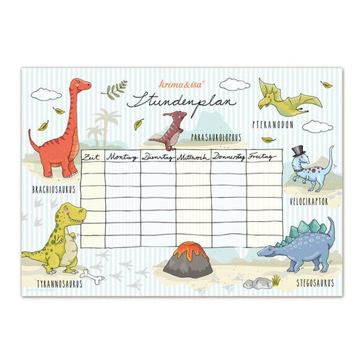 Stundenplan Dinos von Krima & Isa - pilzessono.shop - zauberhafte Kinderdinge