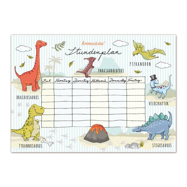 Stundenplan Dinos von Krima & Isa - pilzessono.shop - zauberhafte Kinderdinge