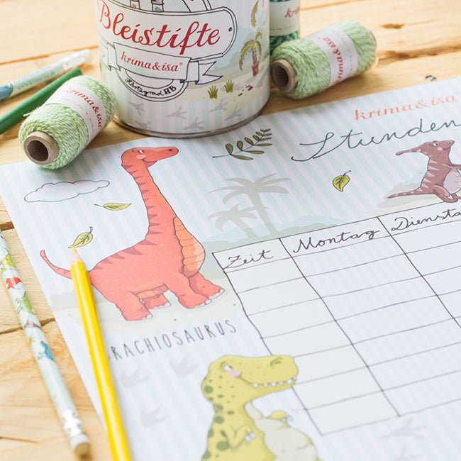 Stundenplan Dinos von Krima & Isa - pilzessono.shop - zauberhafte Kinderdinge