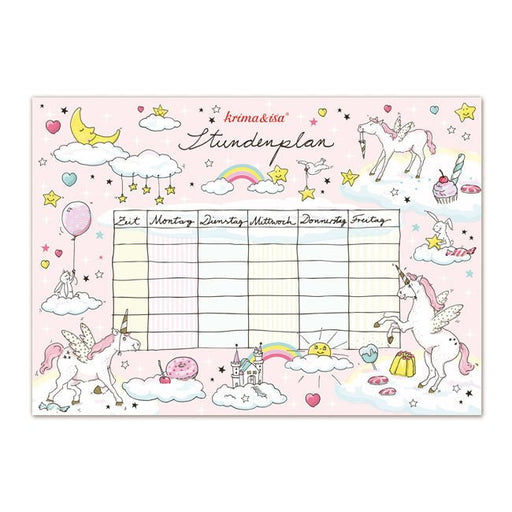 Stundenplan Einhorn von Krima & Isa - pilzessono.shop - zauberhafte Kinderdinge