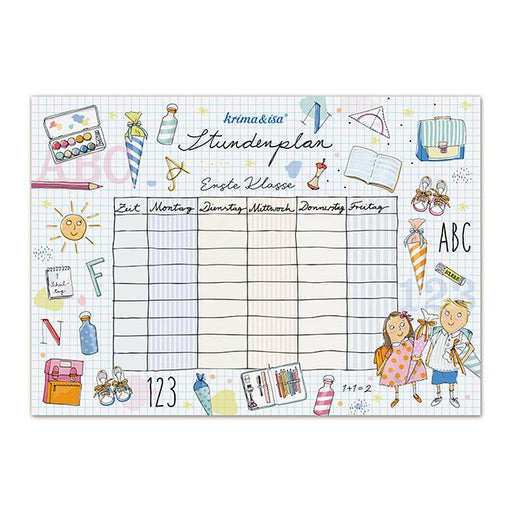 Stundenplan Erster Schultag von Krima & Isa - pilzessono.shop - zauberhafte Kinderdinge