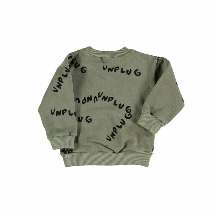 Sweatshirt unplug allover khaki carded von Piupiuchick bei Pilzessin - pilzessono.shop - zauberhafte Kinderdinge