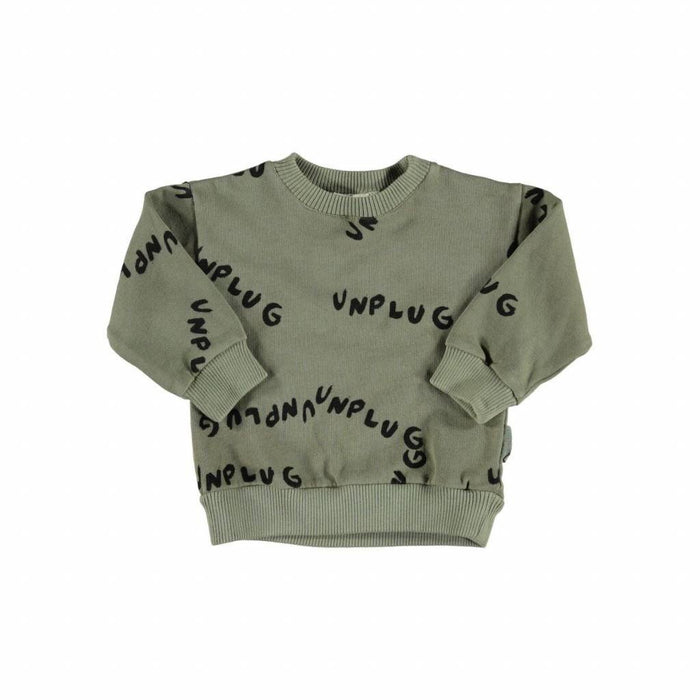 Sweatshirt unplug allover khaki carded von Piupiuchick bei Pilzessin - pilzessono.shop - zauberhafte Kinderdinge