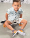 Turnschuh in grau mit orangem Tiger von Bobux - pilzessono.shop - zauberhafte Kinderdinge