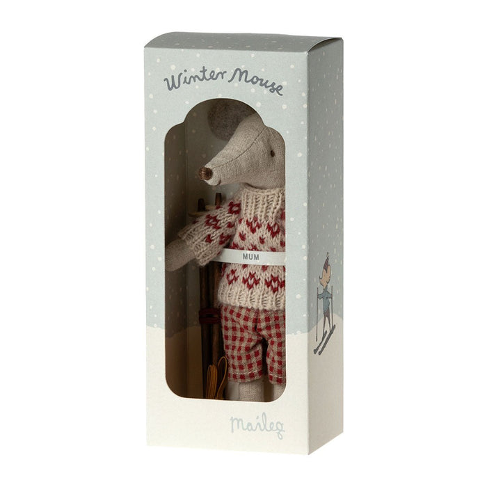 Wintermaus mit Ski | Mama Maus von Maileg ♡ - pilzessono.shop - zauberhafte Kinderdinge