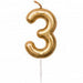 Zahlenkerze 3 in Gold - pilzessono.shop - zauberhafte Kinderdinge