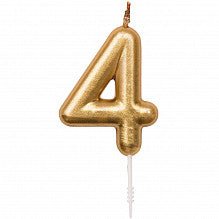 Zahlenkerze 4 in Gold - pilzessono.shop - zauberhafte Kinderdinge