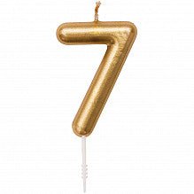 Zahlenkerze 7 in Gold - pilzessono.shop - zauberhafte Kinderdinge