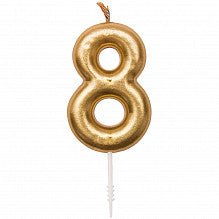 Zahlenkerze 8 in Gold - pilzessono.shop - zauberhafte Kinderdinge