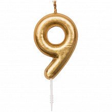 Zahlenkerze 9 in Gold - pilzessono.shop - zauberhafte Kinderdinge